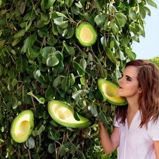 Prompt: an emma watson avocado tree