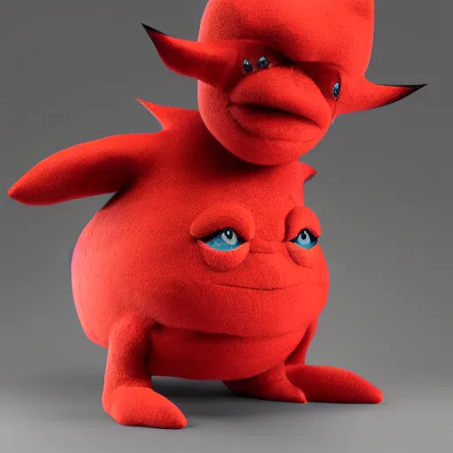 Prompt: cute fumo plush of an angry red imp, soft shadow, stylized render, vray