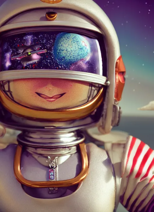 Prompt: closeup profile portrait of tin toy spacegirl astronaut, bikini, depth of field, zeiss lens, detailed, symmetrical, centered, fashion photoshoot, by nicoletta ceccoli, mark ryden, lostfish, breathtaking, 8 k resolution, extremely detailed, beautiful, establishing shot, artistic, hyperrealistic, octane render