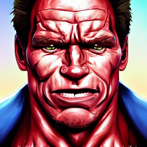 Image similar to Portrait of Schwarzenegger as a character of One Piece, mattepainting concept Blizzard pixar maya engine on stylized background splash comics global illumination lighting artstation lois van baarle, ilya kuvshinov, rossdraws