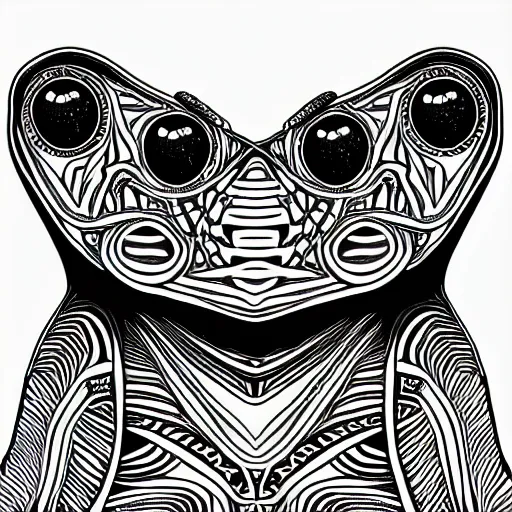 Prompt: a symmetrical portrait illustration of a wise frog black and white hand drawn sketch on artstation 4 k intricate extremely detailed digital art by alex grey