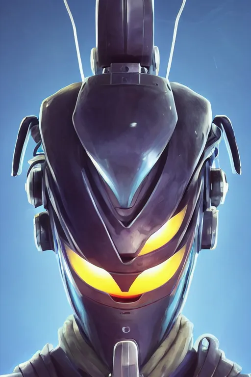 Image similar to epic mask helmet robot ninja portrait stylized as fornite style game design fanart by concept artist gervasio canda, behance hd by jesper ejsing, by rhads, makoto shinkai and lois van baarle, ilya kuvshinov, rossdraws global illumination radiating a glowing aura global illumination ray tracing hdr render in unreal engine 5