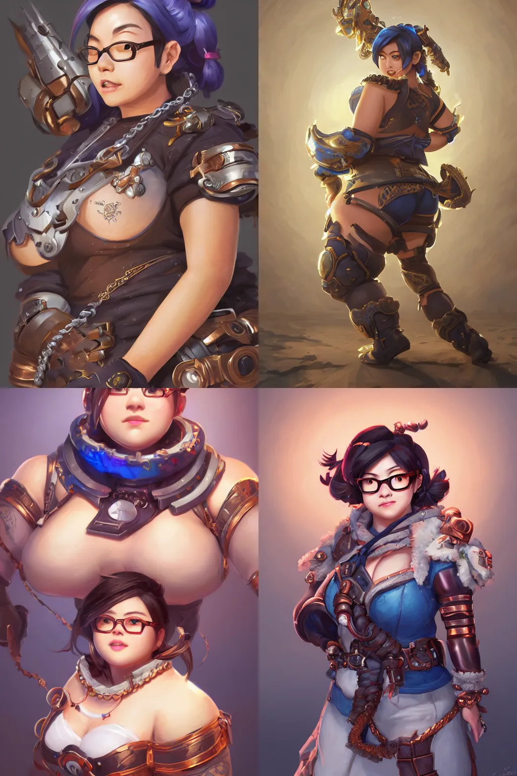 Prompt: a highly detailed beautiful portrait of mei from overwatch wearing a copper chainmail, with a bold expression, chubby, highly detailed, 2d game fanart behance hd by Jesper Ejsing, by RHADS, Makoto Shinkaih and Lois van baarle, ilya kuvshinov, rossdraws global illumination, cinematic , hyper-reslistic, depth of field, coherent, high definition, 8k resolution octane renderer, artstation