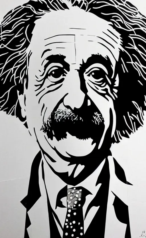 Image similar to a portrait of albert einstein and his equation, by sandra chevrier