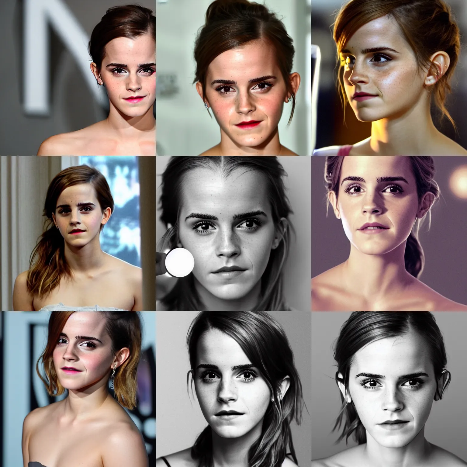 Prompt: emma watson's face looking through a light bulb