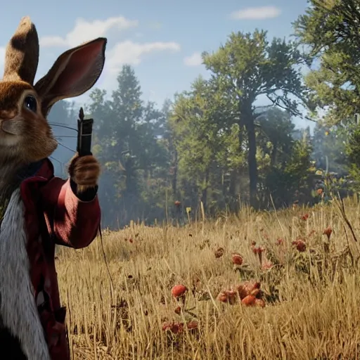Prompt: peter rabbit in red dead redemption 2