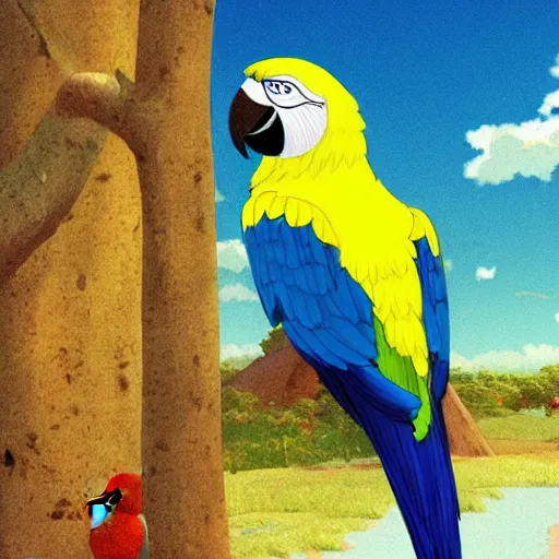 Image similar to parrot made of banana by makoto shinkai and ivan shishkin