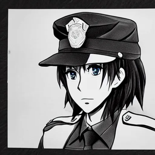 Prompt: drawing of a police officer in anime style