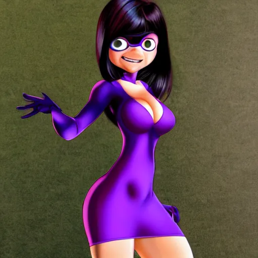 Image similar to well endowed Violet Parr wearing a tight dress