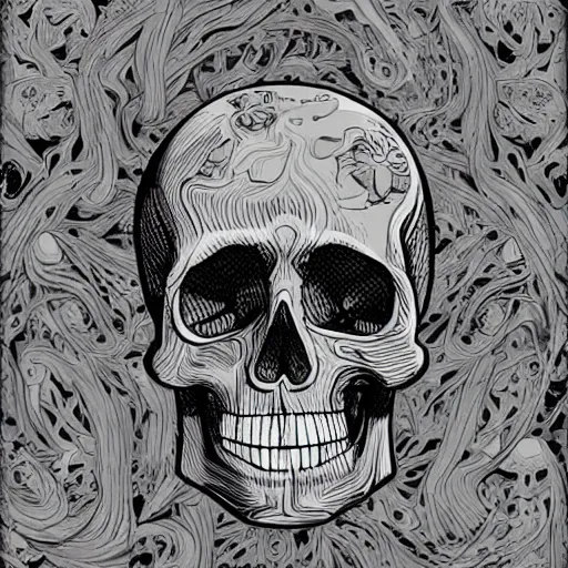 Prompt: webbed skull, digital art, by James Jean, 4K