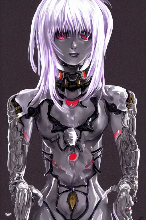 Image similar to rei ayanami, fantasy painting, grimdark, symmetry