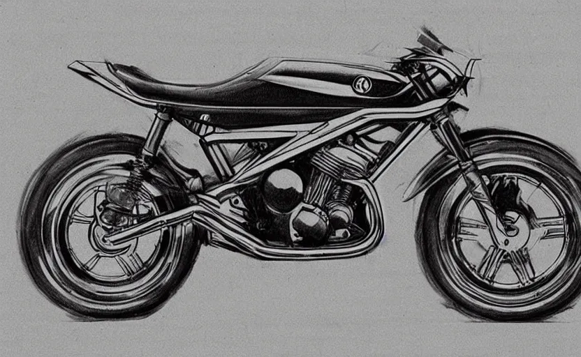 Image similar to 1 9 7 0 s yamaha sport motorcycle concept, sketch, art,