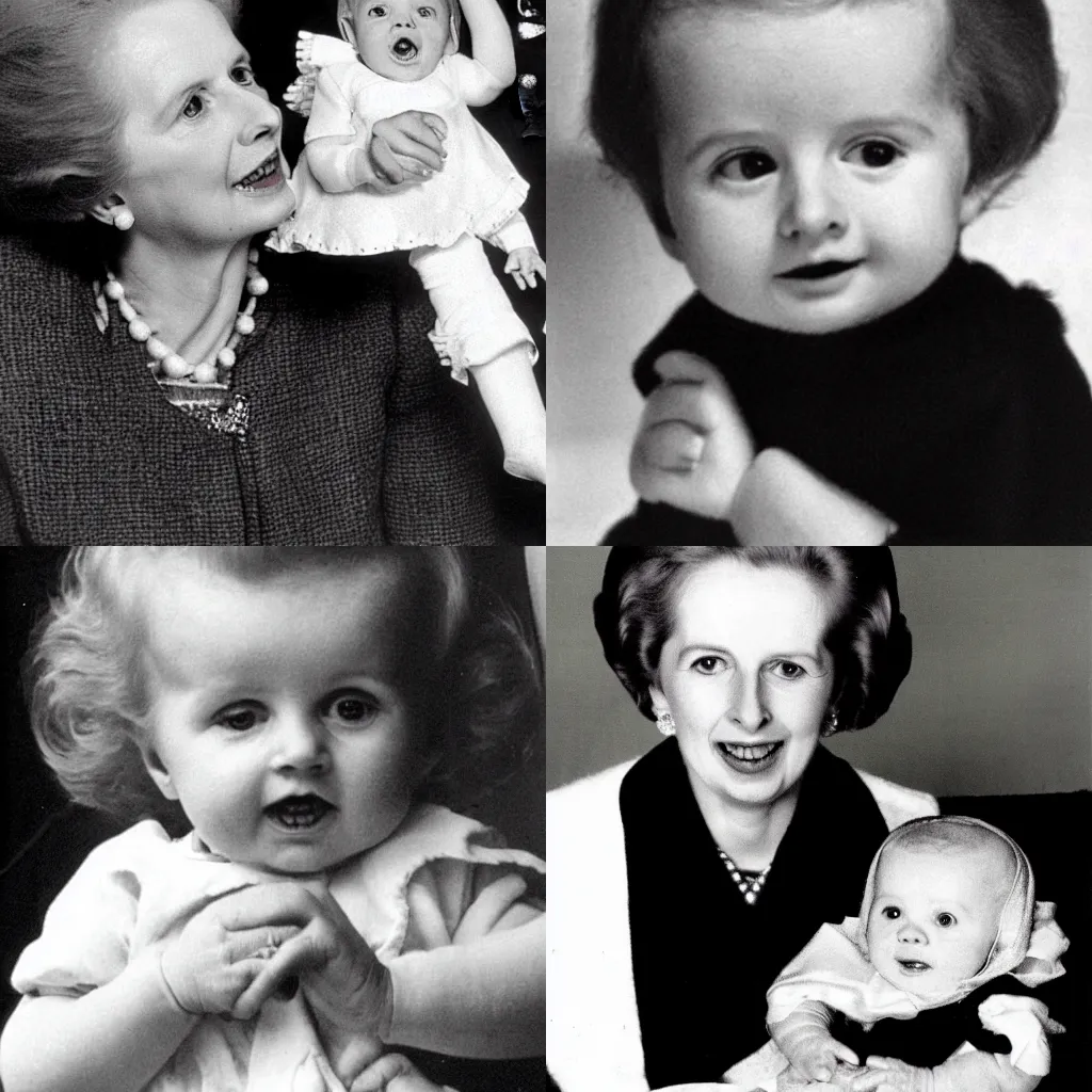 Prompt: maggie thatcher as a baby, a baby that looks like maggie thatcher