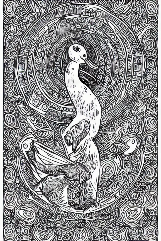 Image similar to a vector illustration of a duck goddess, highly detailed, elegant