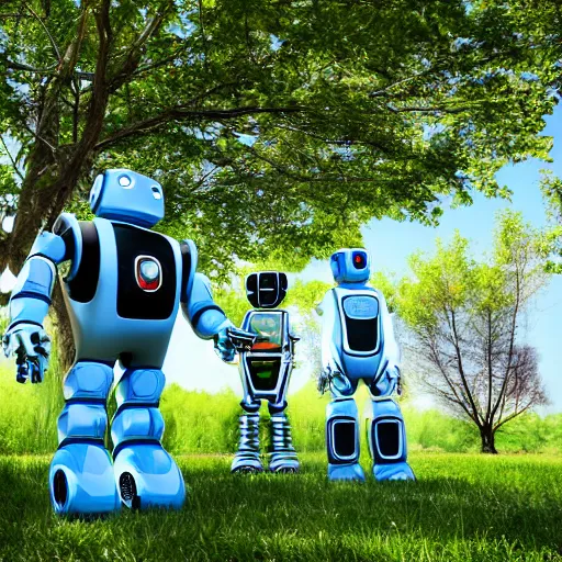 Prompt: Robots protecting a tree