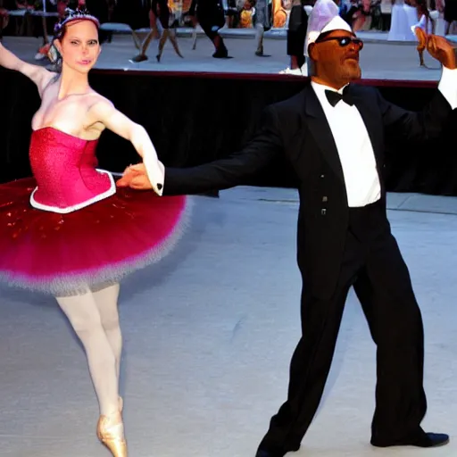 Image similar to Samuel L. Jackson dressed as a ballerina, dancing gracefully