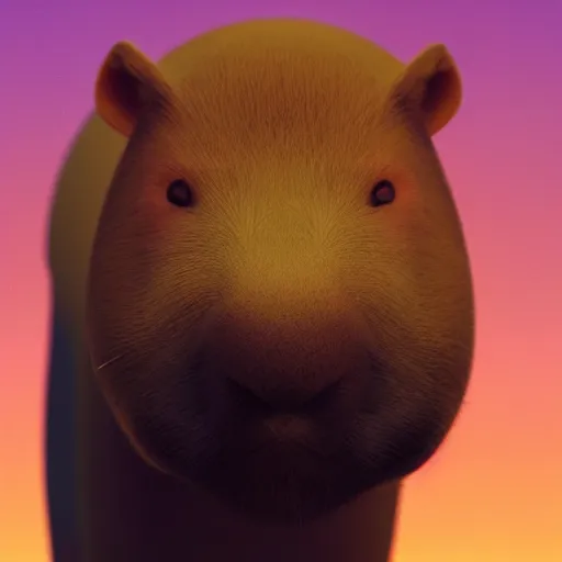 Prompt: a low - poly 3 d render of a capybara, high quality sharp focus, beautiful volumetric light. photograph by tooth wu, wlop, beeple, dan mumfor, octane render, artstation