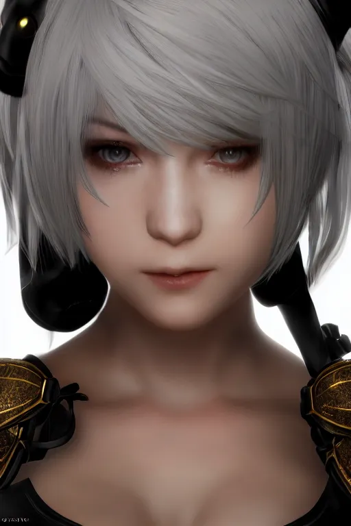 Image similar to Beautiful portrait of 2b, nier automata, cinematic 8k, high detailed