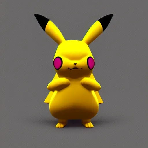 Image similar to isometric pikachu figure, high polygon render