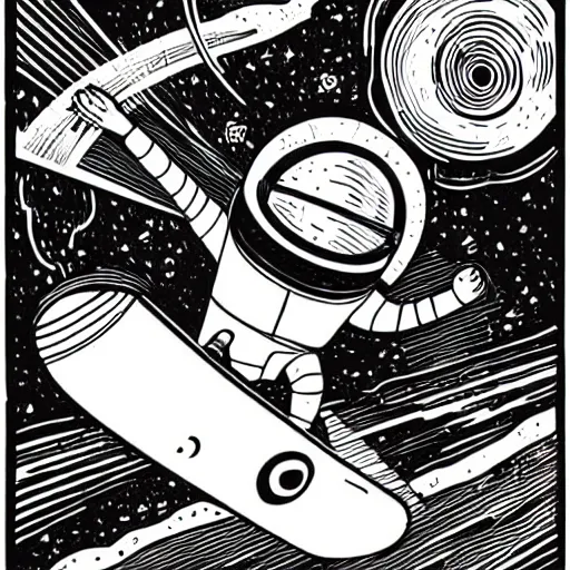 Image similar to mcbess illustration of an astronaut drifting in space staring at the earth