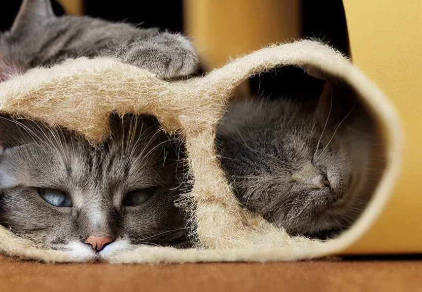 Prompt: cat within a cat within a cat, high resolution photograph