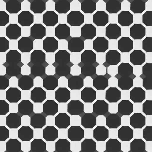 Prompt: tiled texture of hexagons, simetric, black and white