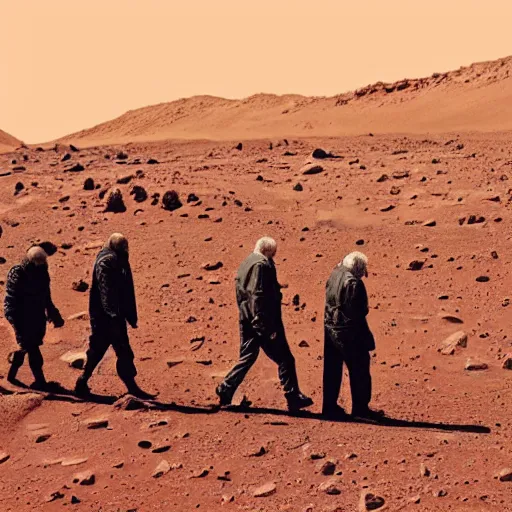 Image similar to decrepit old men wandering around on mars