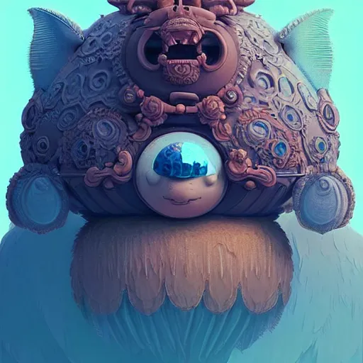 Image similar to cute fluffy creature:: by beeple and James Gilleard and Justin Gerard :: ornate, dynamic, particulate, intricate, elegant, highly detailed, centered, artstation, smooth, sharp focus, octane render, 3d