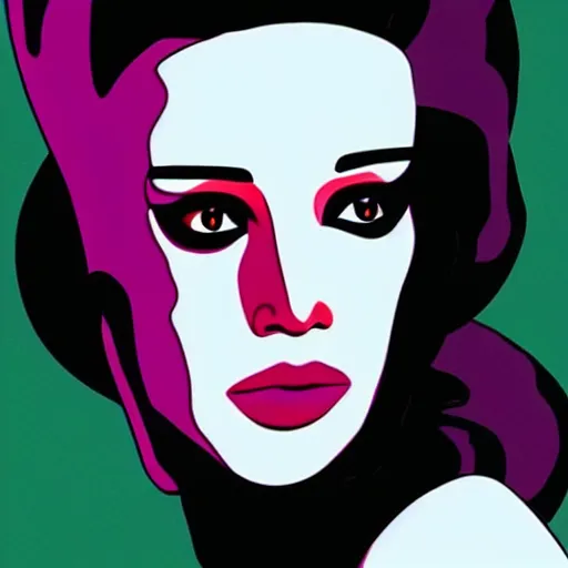 Image similar to jennifer lawrence as the bride of frankenstein, patrick nagel art style