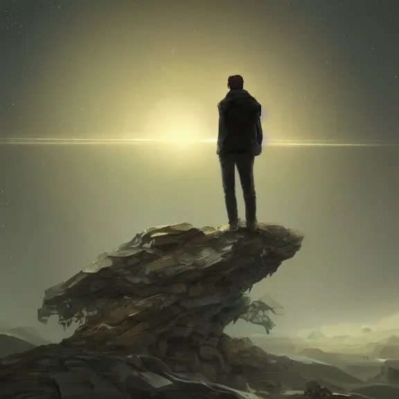 Prompt: a man searching the universe, highly detailed, digital painting, artstation, concept ar
