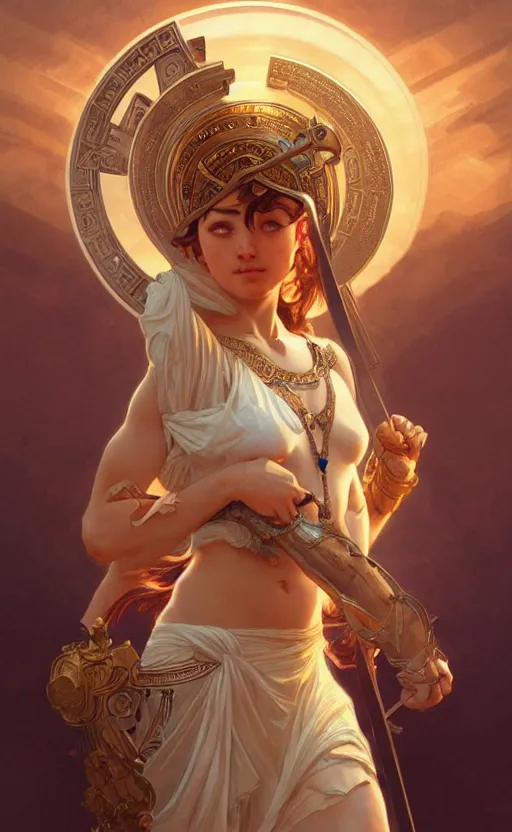 Image similar to ! dream the goddess athena, greek mythology, intricate, upper body, highly detailed, digital painting, artstation, concept art, sharp focus, cinematic lighting, illustration, art by artgerm and greg rutkowski, alphonse mucha, cgsociety