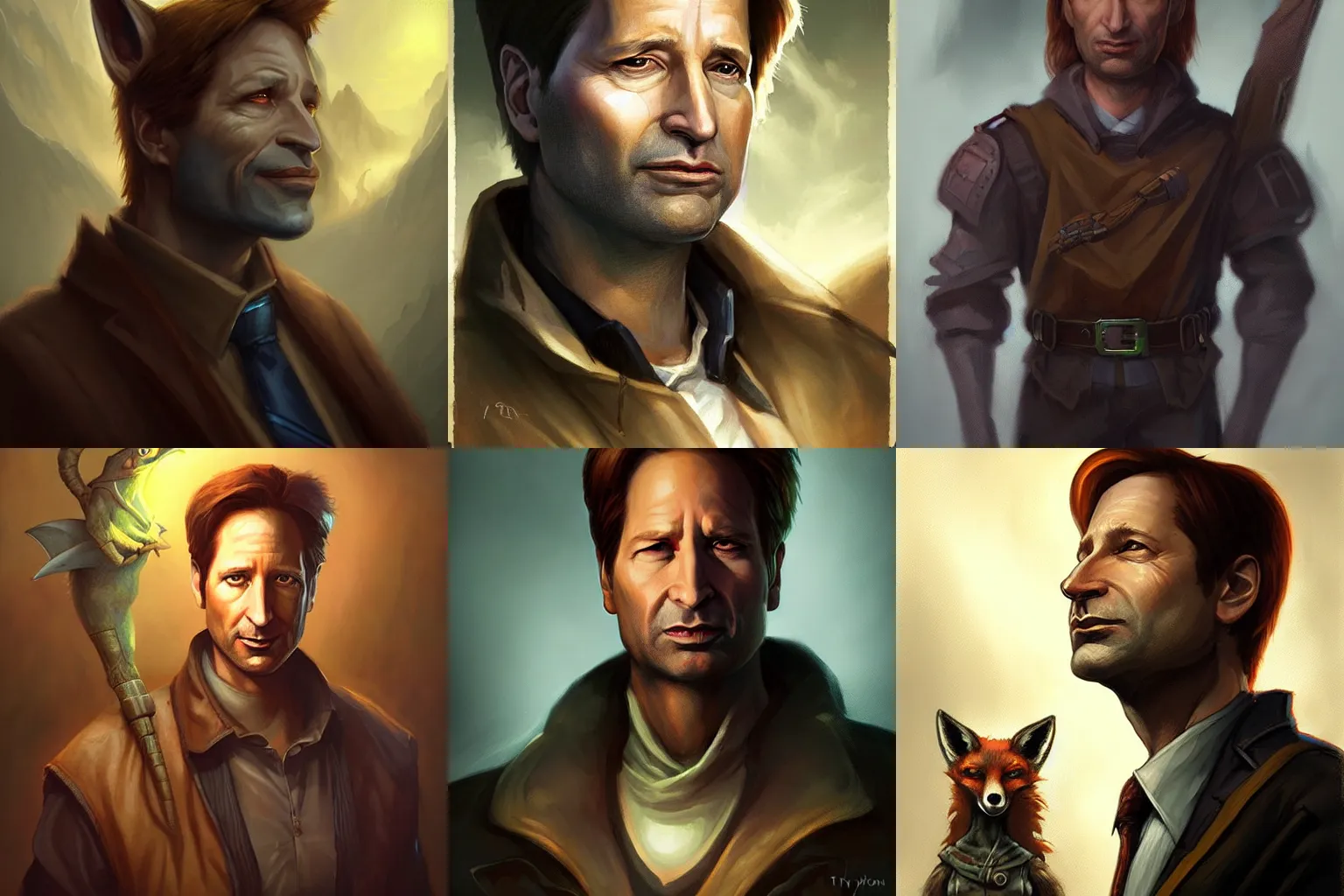 Prompt: fox mulder, dnd character art portrait, matte fantasy painting, deviantart artstation, by jason felix by steve argyle by tyler jacobson by peter mohrbacher, cinema