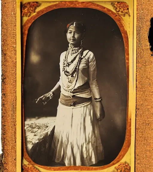 Image similar to vintage_portrait_photo_of_a_beautiful_nepalese_Victorian maiden in the himalayas