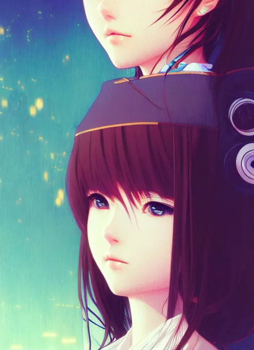 Image similar to portrait of beautiful young anime girl, cute-fine-face, pretty face, realistic shaded Perfect face, fine details. Anime, cyberpunk, highly detailed, artstation, illustration, art by Ilya Kuvshinov and Gustav Klimt and final fantasy