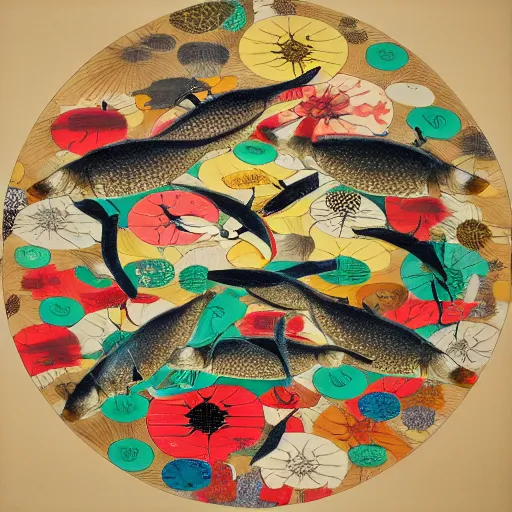 Image similar to Japanese art in the style of Damien Hirst