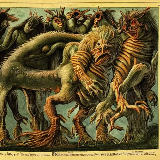 Image similar to bizarre bestiary of repressed unconscious emotional monsters and creatures