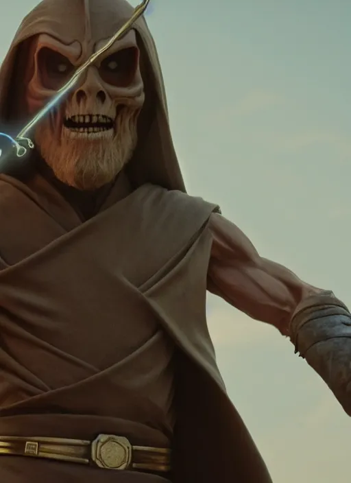 Image similar to movie still of skeletor as obi - wan kenobi, 8 k, hd