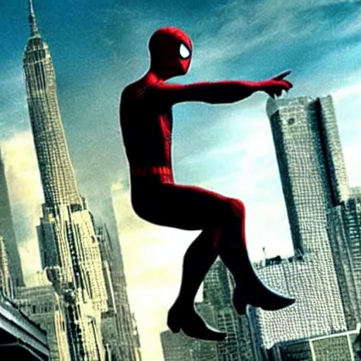 Prompt: James Bond as Spiderman , a film still