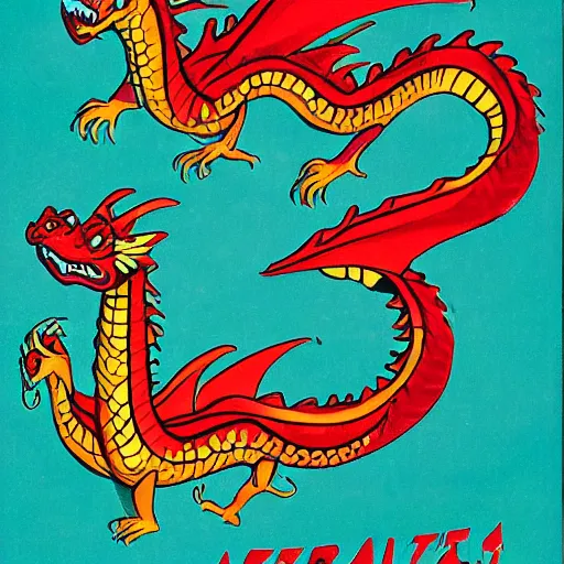 Prompt: a dragon made out of candy, 1940's Illustration