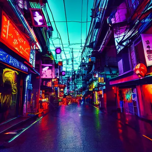 Image similar to futuristic asia night street with neons by giorgio vasari, renaissance art, the animatrix, atmospheric, cinematic composition, 8 k