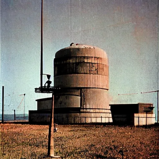 Prompt: Abandoned radar installation, autochrome