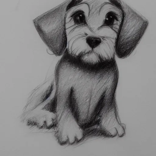 Image similar to milt kahl pencil sketch of happy mini schnauzer