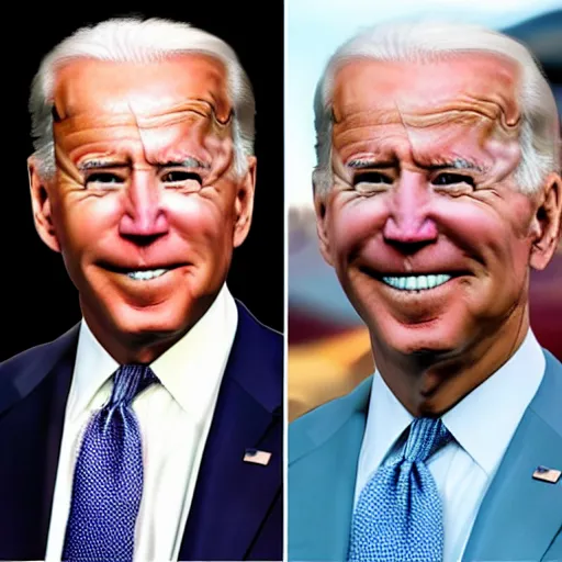 Prompt: Joe Biden with blonde hair on a windy day and bad orange makeup-n 6