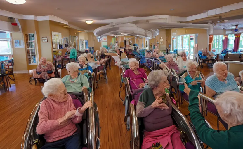 Image similar to a rollercoaster inside of a senior retirement home