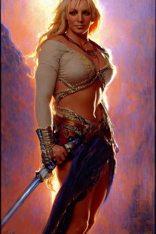 Prompt: detailed portrait of a beautiful britney spears dressed as jedi, painting by gaston bussiere, craig mullins, j. c. leyendecker