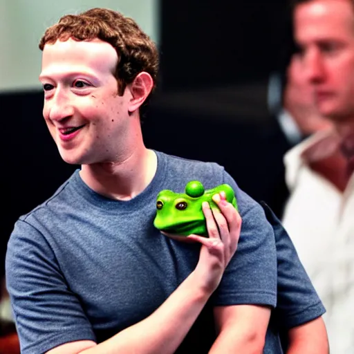 Image similar to mark zuckerberg holding a frog