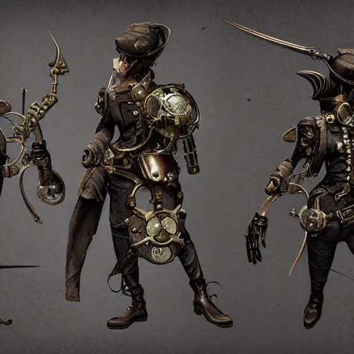 Image similar to steampunk style weapons, concept art, octane render, trending on dishonored