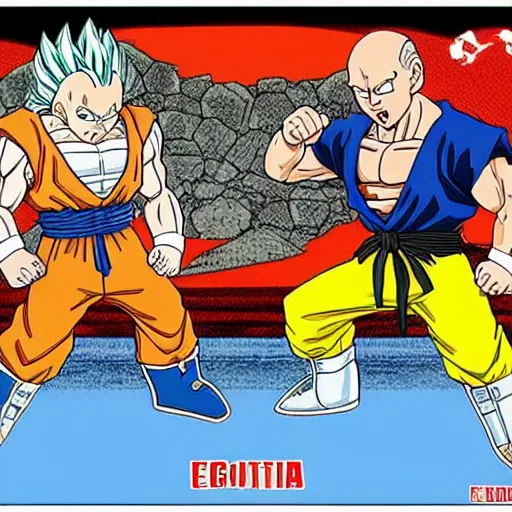 Prompt: Biden vs Putin Dragon Ball fighting in the style of Akira Toriyama, High quality, detailed