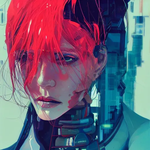 Image similar to a portrait of a character in a scenic environment by conrad roset, hyperdetailed, cyberpunk, cool, cybernetically enhanced, trending on artstation