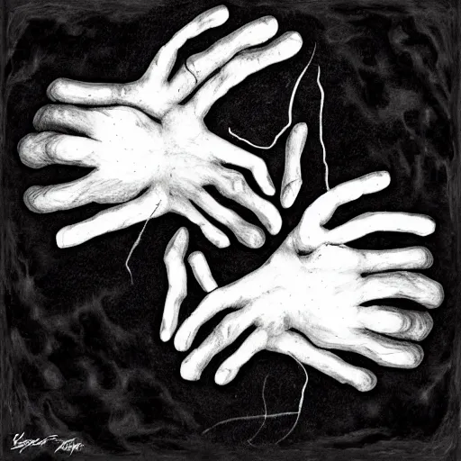 Image similar to an artwork of hands ripping a heart in two broken pieces, sadness, dark ambiance, an album cover by Godfrey Blow, featured on deviantart, lyco art, artwork, photoillustration, poster art